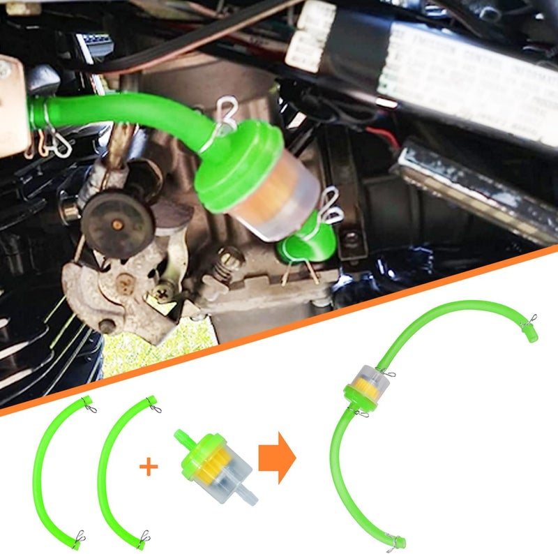 HOLATO Gas Fuel Line Hose Clamps Fuel Filters with Inline Shut Off Valve Petcock Set for 50cc 70cc 90cc 110cc 125cc 150cc Taotao Coolster Apollo Baja ATV Four Wheeler Dirt Pit Bike (GREEN) - Image 2